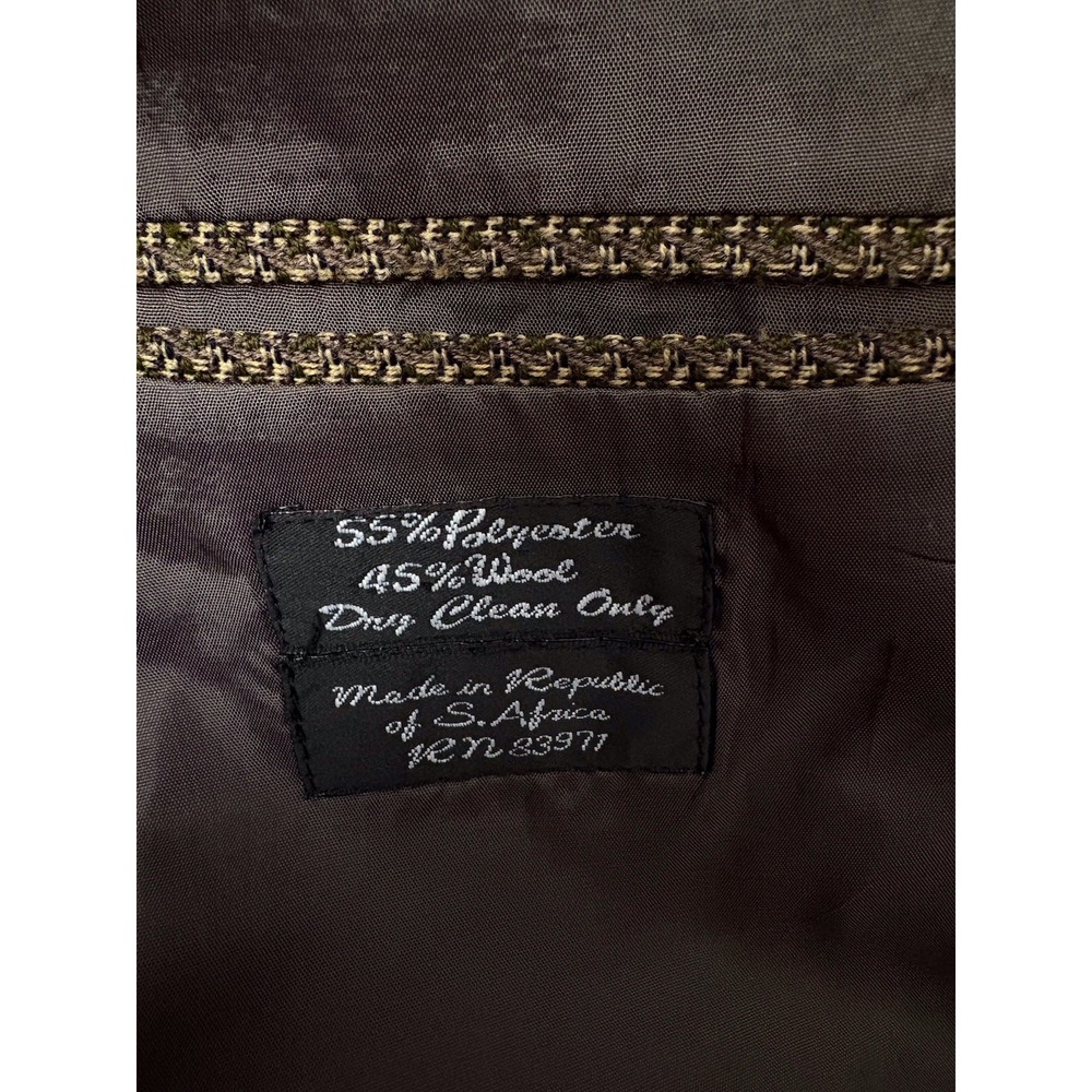 Vintage Men's Bob Mackie Classic Wool Blend Blazer Brown 42 90's USA Houndstooth - Picture 5 of 10